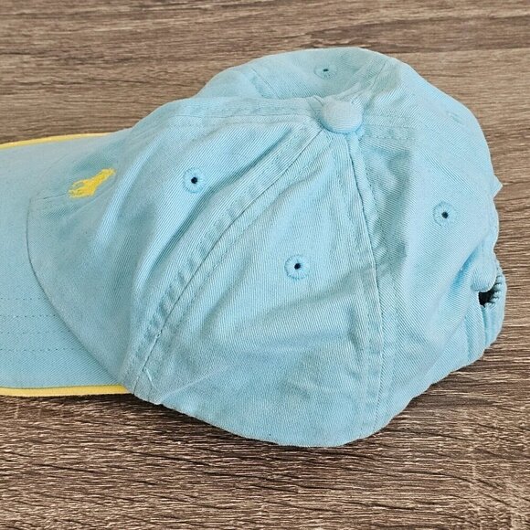 Ralph Lauren Hat Cap Infant Elastic Back Baseball Logo Kids Children Blue Yellow - Picture 3 of 12